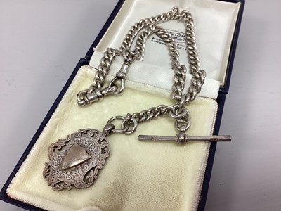 Lot 212 - A Hallmarked Silver Curb Link Albert Chain, of...