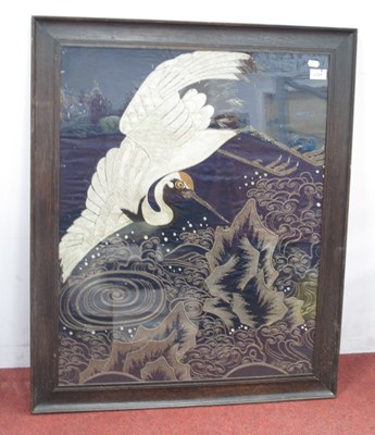 Lot 1329 - Oriental XIX Century Needlework and Silvered...