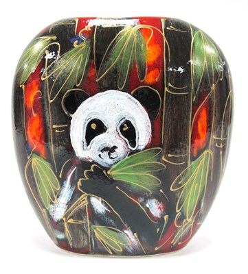 Lot 1259 - Anita Harris 'Panda' Purse Vase, gold signed,...