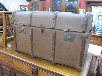 Lot 1621 - Hessian Covered Travelling Trunk, 50cm deep.