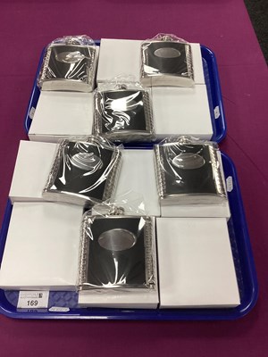 Lot 169 - Six Modern Stainless Steel 8oz Hip Flasks,...