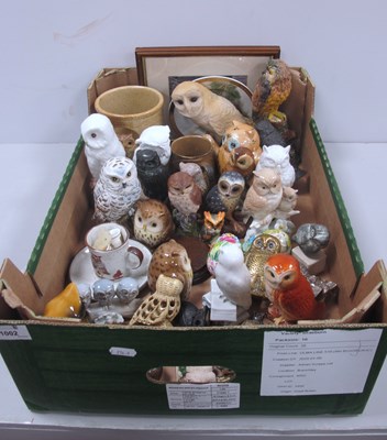 Lot 1002 - Owl Figures, including pottery, brass, resin...