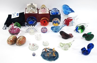 Lot 1280 - Caithness Paperweights, Onxy hand cooler,...