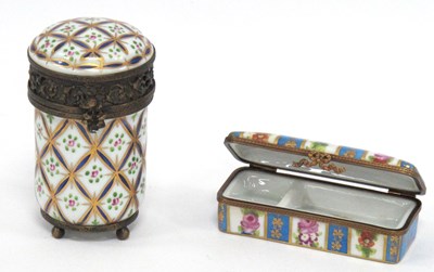 Lot 1308 - Limoges Cylindrical Trinket Box with Gilt...