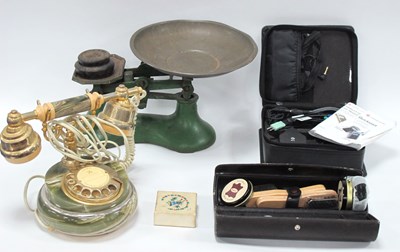 Lot 1405 - Astral Onyx Telephone, scales and weights,...