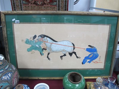 Lot 1389 - Oriental, Asian Horse, watercolour, signed...