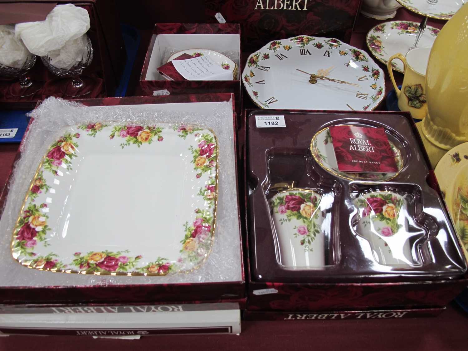 Lot 1182 - Royal Albert 'Old Country Roses' Two Clocks,...