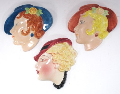 Lot 1196 - C & Co Pottery Art Deco Face Mask, and two...