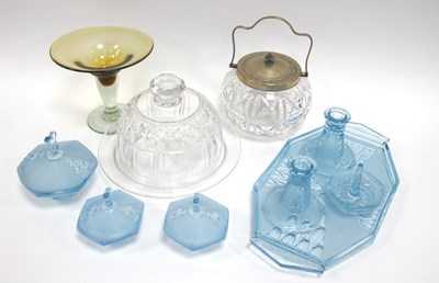 Lot 1148 - 1930s Clear and Frosted Blue Glass Dressing...