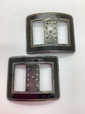 Lot 102 - A Pair of Antique Style Enamel Inlaid Buckles,...