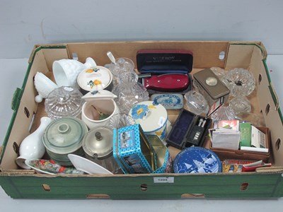 Lot 1098 - Record Counter, razor, 1930s jam pot, salts,...