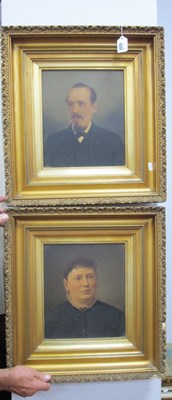 Lot 1557 - Pair of Late XIX Century Portraits, Gentleman...