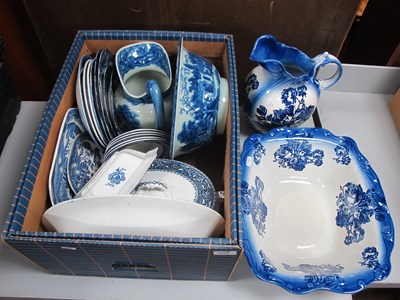 Lot 1055 - Blue and White Toilet Jug and Bowl, other blue...