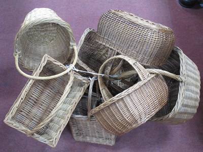 Lot 1419 - Seven Wicker Baskets with Handles, and a twin...