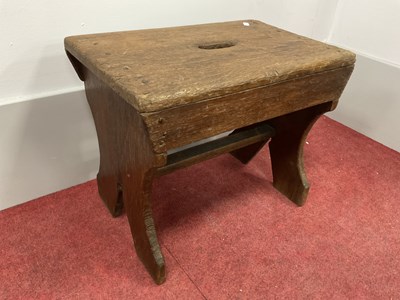 Lot 1531 - XIX Century Oak Stool, top with carrying...