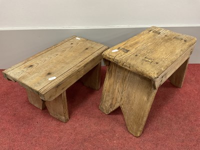 Lot 1403 - XIX Century Pine Stool, together with one...