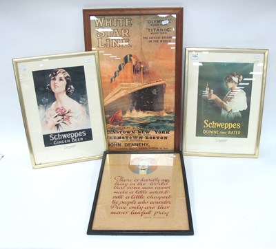 Lot 1335 - A Pair of Schweppes Framed Advertising Prints,...