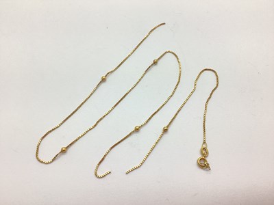 Lot 97 - A 9ct Gold Beaded Box Link Chain, (broken)...