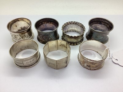 Lot 20 - A Collection of Hallmarked Silver Napkin Rings,...