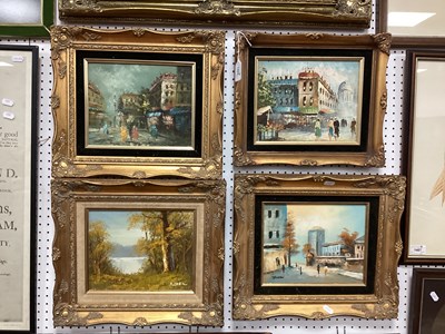 Lot 1465 - Parisian and Lakeland Scenes Oil Paintings,...