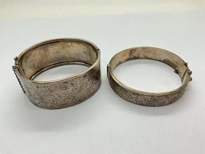 Lot 115 - A Hallmarked Silver Wide Hinged Bangle, W&Co,...