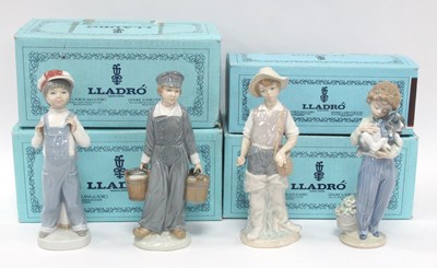 Lot 1245 - Lladro Figures 'Fisher Boy' 4809 22cm tall,...