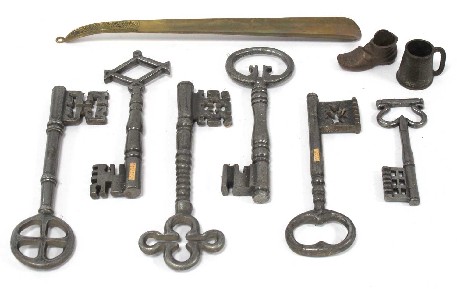 Lot 1265 - Six Large Metal Keys, Including Maltese