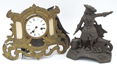 Lot 1330 - French Gilt Metal Cased Eight Day Mantle Clock,...