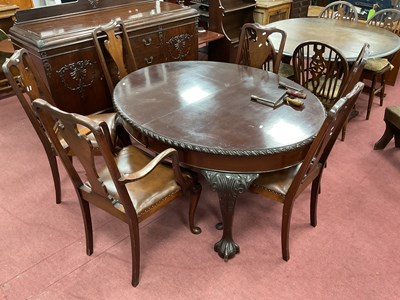 Lot 1519 - 1930s Mahogany Wind Out Dining Table (with two...