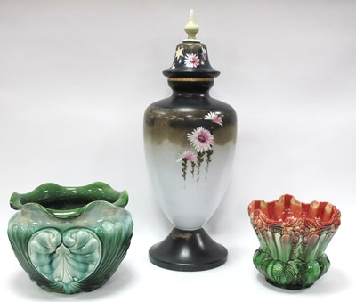 Lot 1402 - XIX Century Painted Glass Vase, together with...