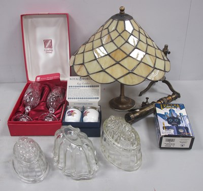 Lot 1112 - Tiffany Style Ceiling Light, modern microscope,...