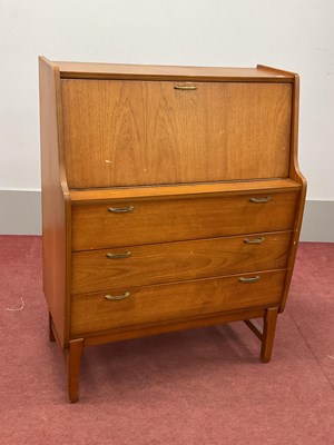 Lot 1533 - Teak Bureau, circa 1970s, with metal handles...