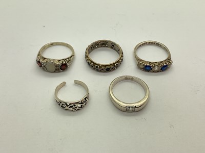 Lot 101 - A Collection of "925" and Other Rings, stone...