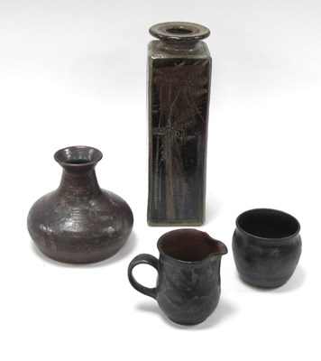 Lot 1214 - Studio Pottery, tall brick-shaped vase, with...