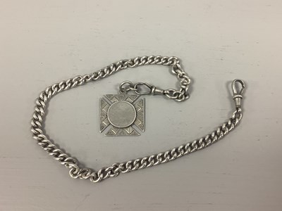 Lot 235 - A Hallmarked Silver Curb Link Albert Chain, to...