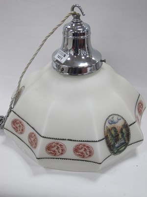 Lot 1469 - A 1920's/30's Art Deco Hanging Lamp, with milk...