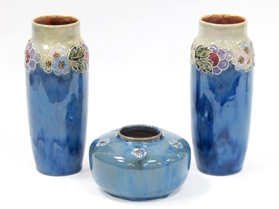 Lot 1093 - A Pair of Royal Doulton Stoneware Vases, of...