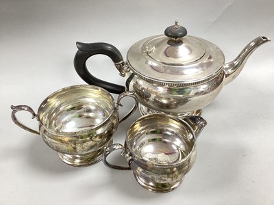 Lot 37 - A Hallmarked Silver Three Piece Teaset, WB,...