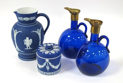 Lot 1009 - A Pair of 'Bristol' Blue Glass XIX Century...