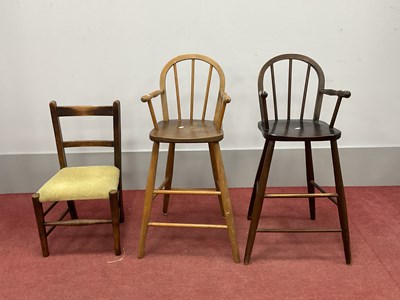 Lot 1494 - XX Century Pair of Ash Childs High Chairs,...