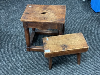 Lot 1505 - XIX Century Pine Stool, together with a XIX...