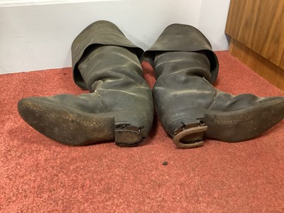Lot 437 - XVII Century Bucket Top Boots, black leather,...