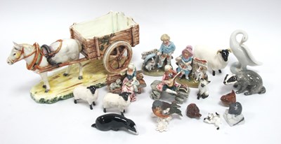 Lot 1147 - Beswick Badger, Beswick sheep, Lladro swan etc:...