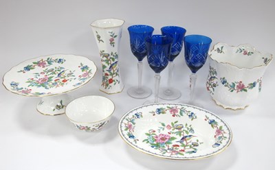 Lot 1189 - Aynsley 'Pembroke' Dish, vase, four blue wine...