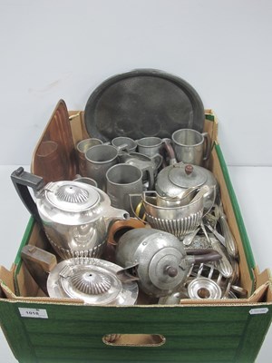 Lot 1018 - Pewter Mugs, pewter tea service, plated tea...