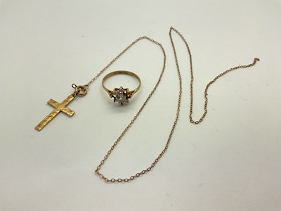 Lot 79 - A 9ct Gold Cross Pendant, of foliage design,...