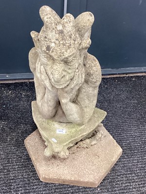 Lot 1478 - Concrete Gargoyle Garden Statue, on hexagonal...