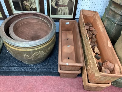 Lot 1475 - Four Terracotta Rectangular Planters, two...