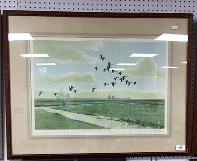 Lot 1435 - Peter Scott (1909-89) 'Pinkfeet on the Green...