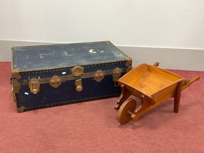 Lot 1486 - Metal Bound Travelling Trunk, 91cm wide...